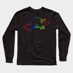 Rainbow Rat Outline Long Sleeve T-Shirt